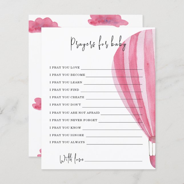 Hot air balloon Party game | prayers for baby (Front/Back)