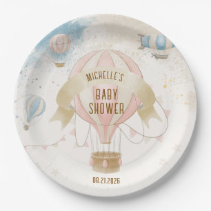 Hot Air Balloon Pastel Baby Shower  Paper Plate