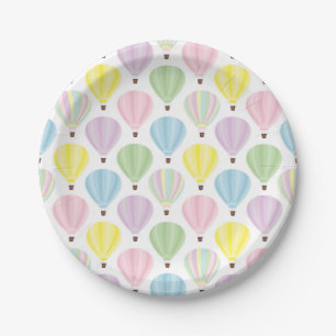 Hot Air Balloon Pastel Pattern Paper Plate
