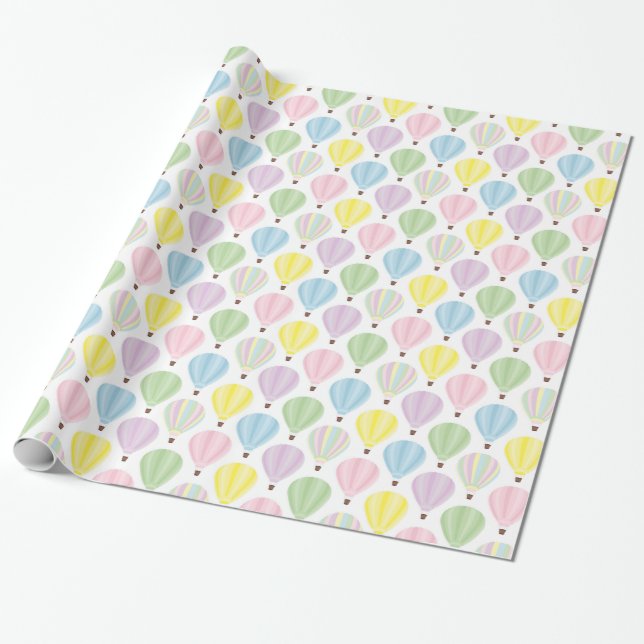 Hot Air Balloon Pastel Pattern Wrapping Paper (Unrolled)