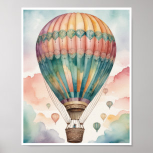 Hot air balloon patterns vibrant colours Wall Art