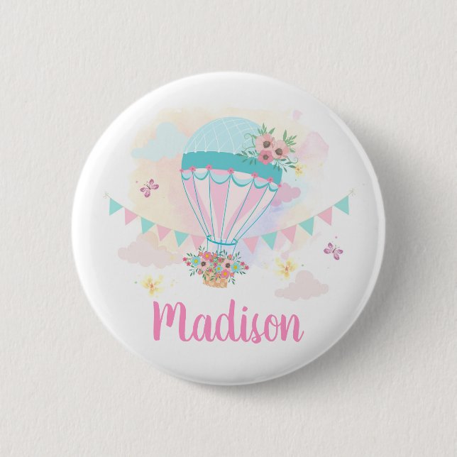 Hot Air Balloon Pinback Button (Front)