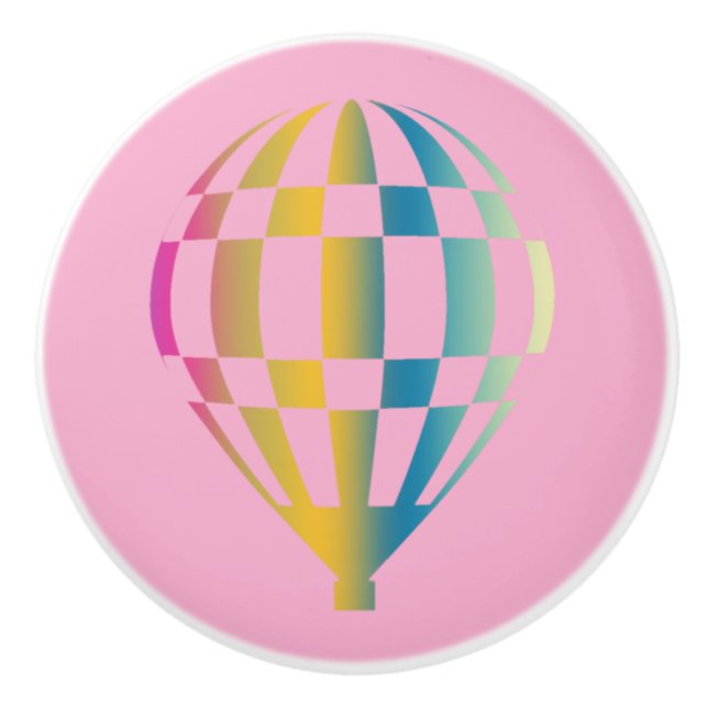 Hot Air Balloon Pink Ceramic Knob (Front)