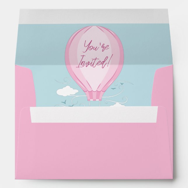 Hot Air Balloon Pink Girl Envelope (Back (Bottom))