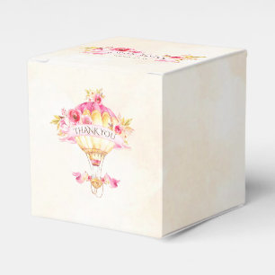 Hot Air Balloon Pink Gold Yellow Roses Favour Box