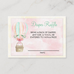 Hot Air Balloon Pink Peach Diaper Raffle Ticket Enclosure Card
