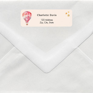 Hot air balloon pink return address  label