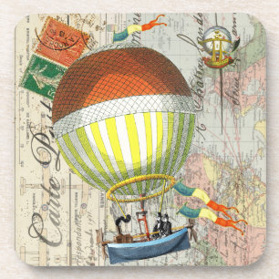 Hot Air Balloon Post Card Coaster