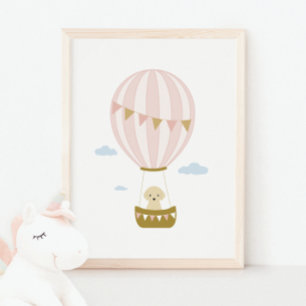 Hot Air Balloon Puppy Nursery & Kids Room Poster