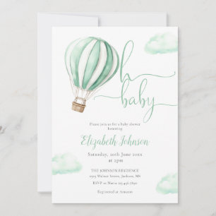 Hot Air Balloon QR Code Photo Baby Shower Invitation