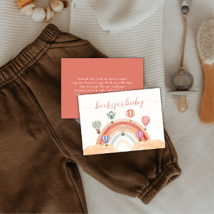Hot Air Balloon Rainbow Books For Baby Shower Enclosure Card