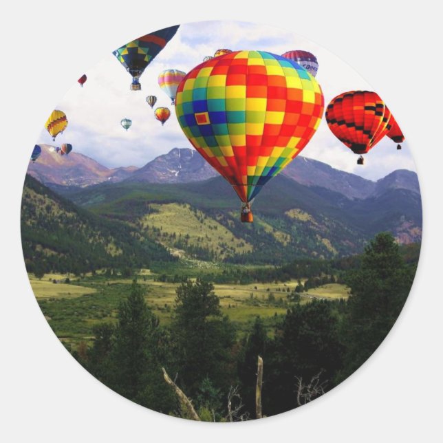 Hot Air Balloon Ride in the Rockies Classic Round Sticker (Front)