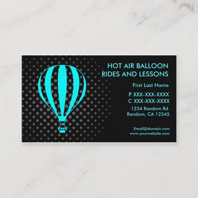 Hot air balloon rides lesson custom business cards (Front)