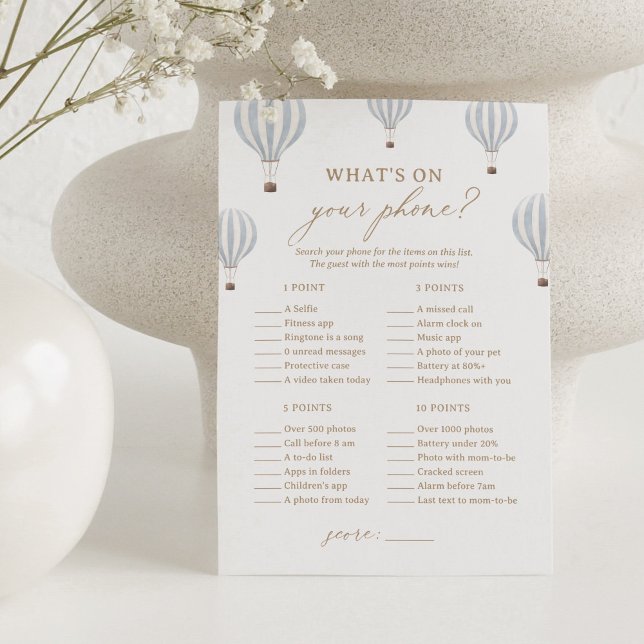 Hot Air Balloon Shower What's on Your Phone Game Invitation (Creator Uploaded)