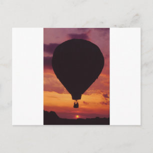 Hot Air Balloon silhouetted against a Sunset Postcard