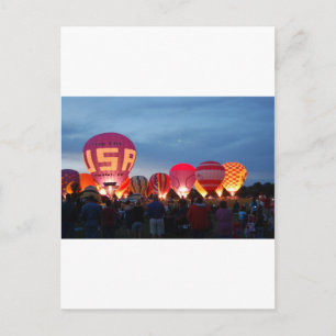 hot air balloon skyline postcard