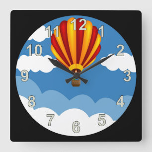 Hot Air Balloon Square Wall Clock