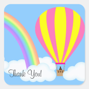 Hot Air Balloon Sticker - Blue Background