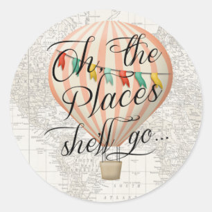 Hot Air Balloon Sticker Map Oh the Places Pink