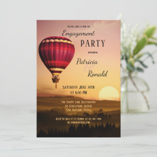 Hot Air Balloon Sunset Engagement Invitation