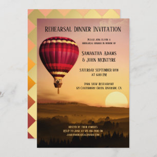 Hot Air Balloon Sunset Rehearsal Dinner Invitation