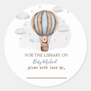 Hot Air Balloon Teddy Bear Clouds Baby Shower Classic Round Sticker