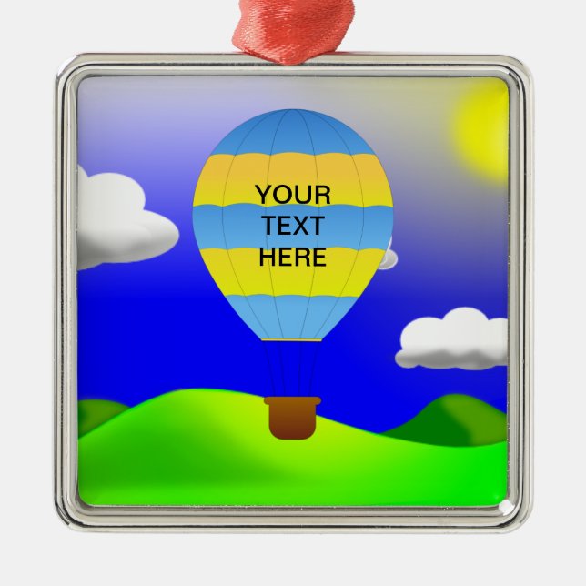 Hot Air Balloon Template Keepsake Metal Ornament (Front)