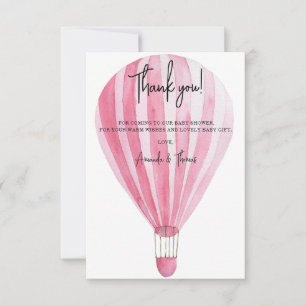 Hot air balloon thank you baby shower card