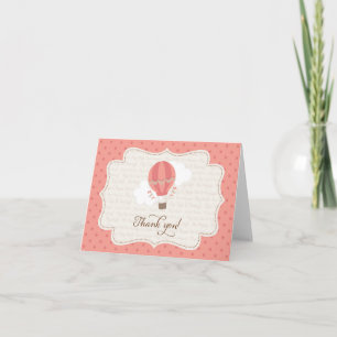 Hot Air Balloon Thank You Card Rustic
