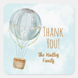 Hot Air Balloon Thank You Square Sticker