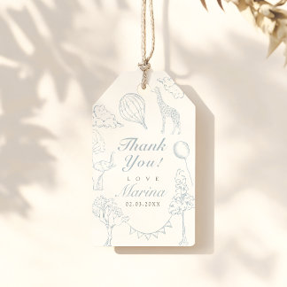 Hot air balloon toile baby shower gift tags