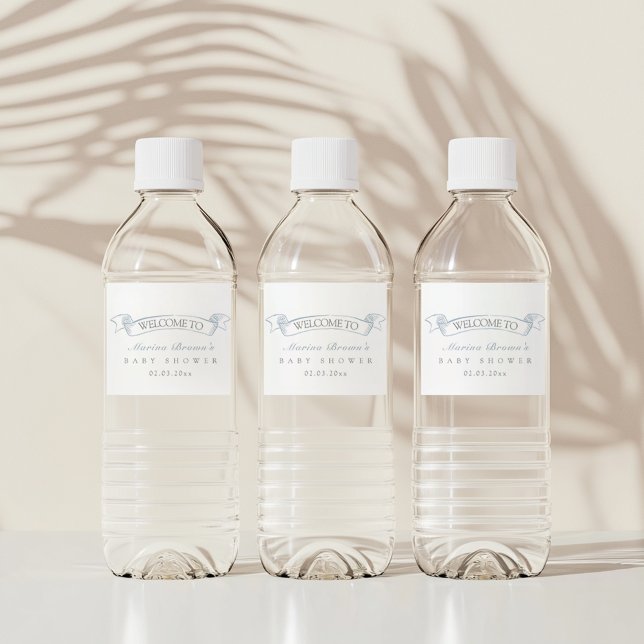 Hot air balloon toile baby shower  water bottle label (Creator Uploaded)