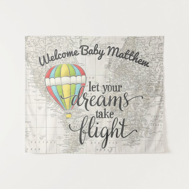 Hot Air Balloon Travel Baby Shower Tapestry (Front (Horizontal))