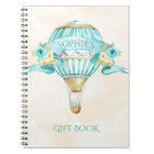 Hot Air Balloon Turquoise Gold Yellow Roses Gift