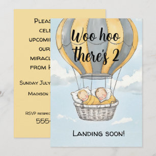 Hot Air Balloon Twins Digital Download Invite