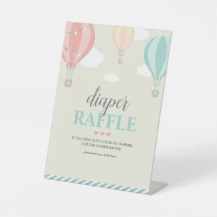 Hot Air Balloon Up & Away Diaper Raffle Game Sign