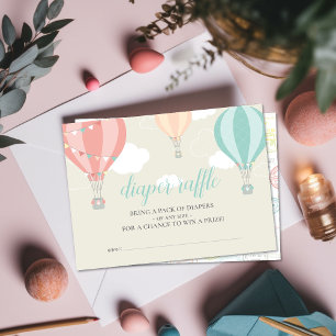 Hot Air Balloon Up & Away Diaper Raffle Ticket Enclosure Card