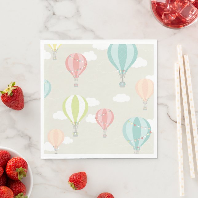 Hot Air Balloon Up & Away Pastel Paper Napkins (Insitu)