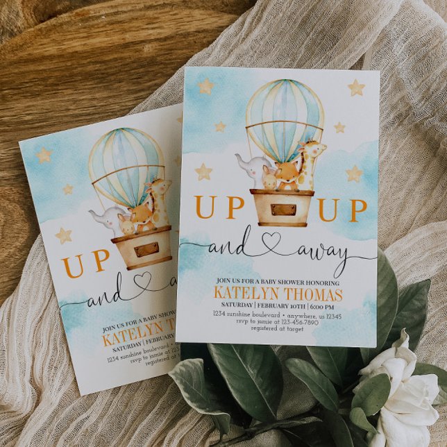 Hot Air Balloon Up Up and Away Baby Shower Invitation (Creator Uploaded)