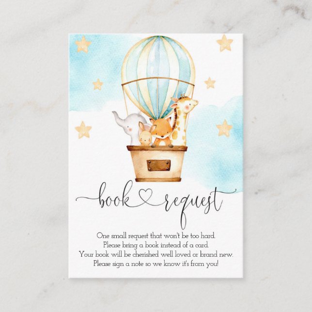 Hot Air Balloon Up Up and Away Book Request Enclosure Card (Front)