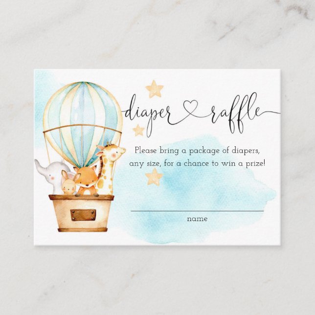 Hot Air Balloon Up Up and Away Diaper Raffle Enclosure Card (Front)