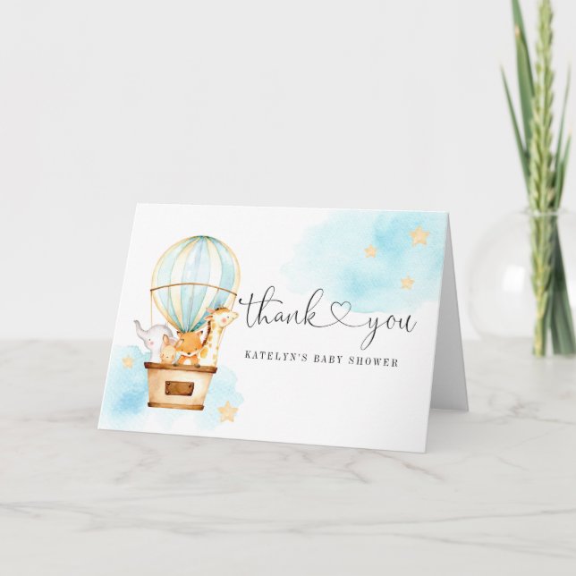 Hot Air Balloon Up Up and Away  Thank You Card (Front)