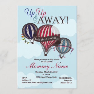 Hot Air Balloon Up Up & Away Shower Invitation