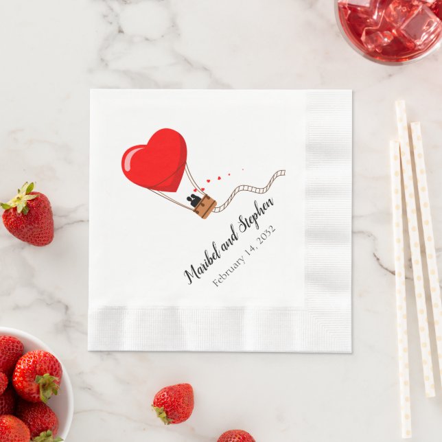 Hot Air Balloon Valentine's Day Wedding Napkins (Insitu)