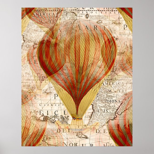 Hot Air Balloon Vintage Poster (Front)