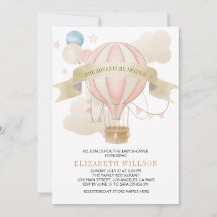 Hot Air Balloon Watercolor Babyshower  Invitation