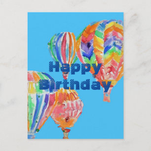 Hot Air Balloon Watercolour boys men Birthday Card