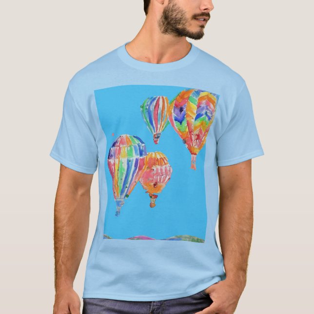 Hot Air Balloon Watercolour boys men's T-Shirt (Front)