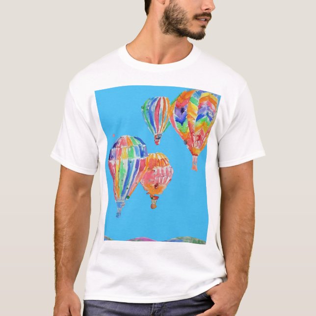Hot Air Balloon Watercolour boys men's T-Shirt (Front)