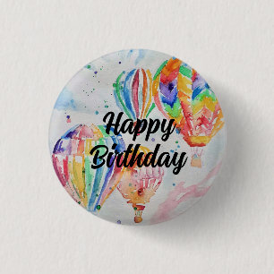 Hot Air Balloon Watercolour Painting art Poster 3 Cm Round Badge